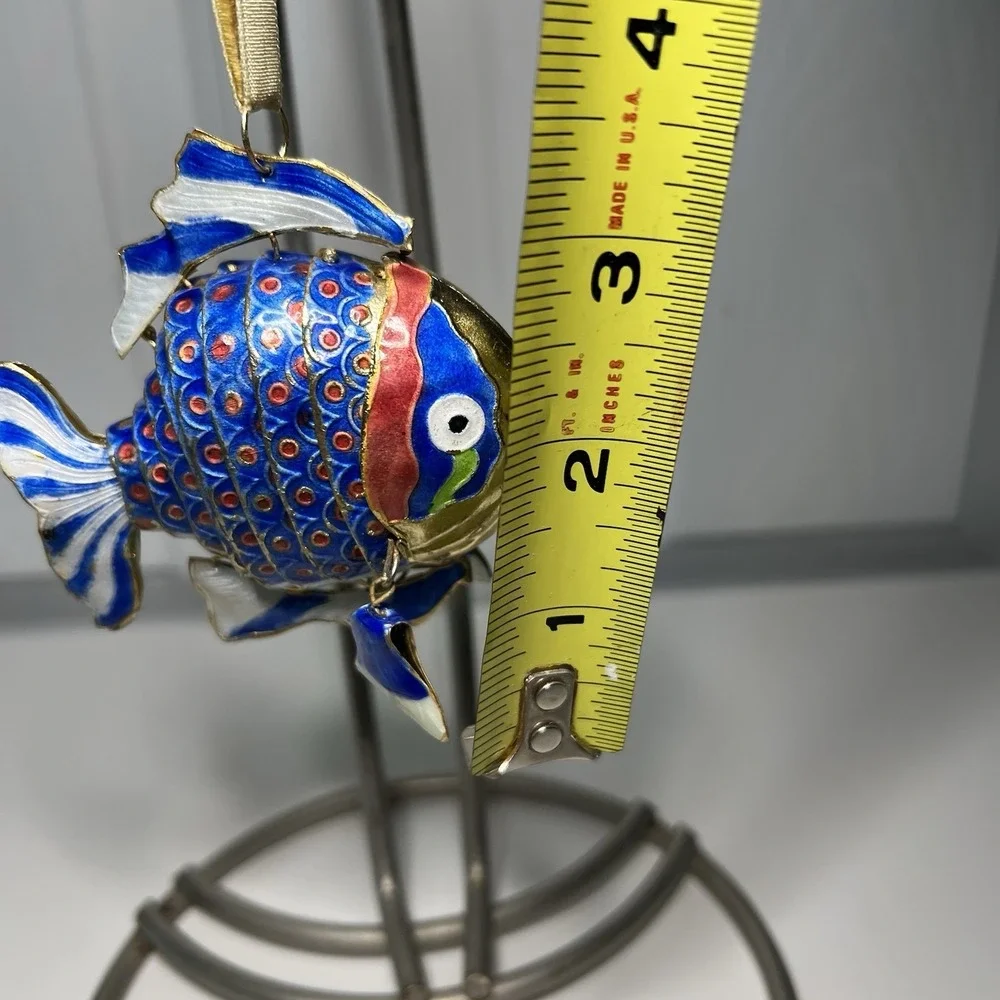 Cloisonné Enamel‎ Articulated Bendable Lg Tropical Fish Ornament Blue